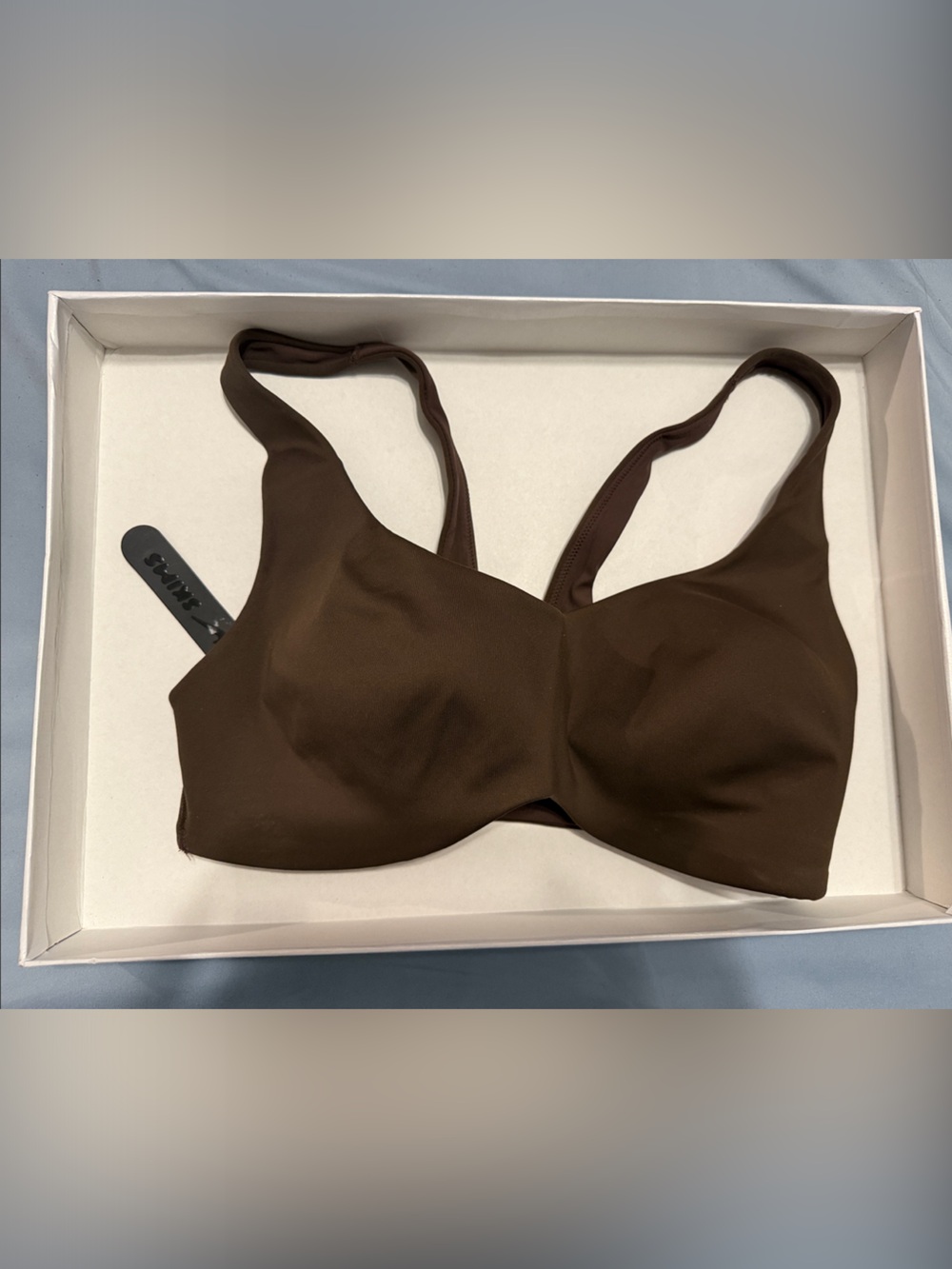 SKIMS Brown Seamless Scoop Bra- Dark Sepia